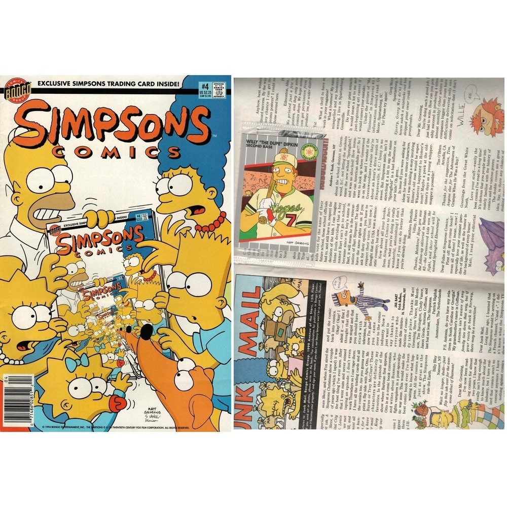 Simpsons Comics #4 Newsstand Cover with Card (1993-2018) Bongo Comics